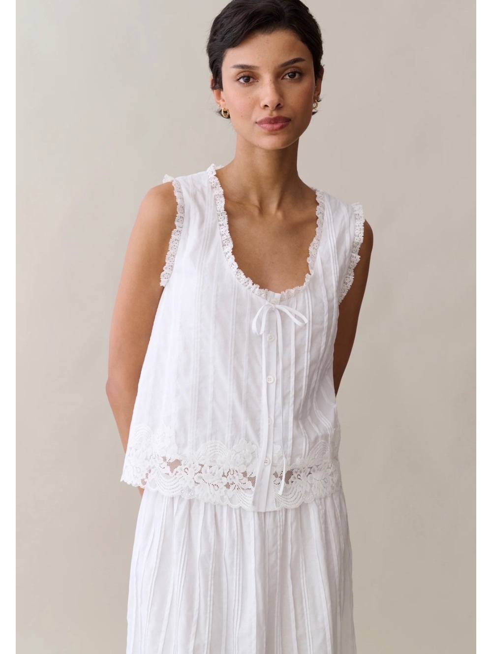 NWT Sorella By Few Moda Vanya Cotton Relaxed Top Size Medium White